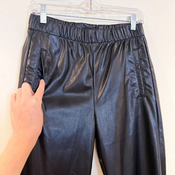Mother Skippety Ankle Black Faux Vegan Leather Classic Straight Leg Pants Small - Picture 7 of 12